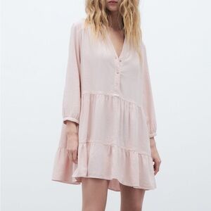 Zara Pink Babydoll Dress with Bishop Sleeves